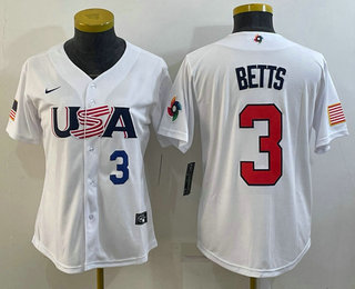 Womens USA Baseball #3 Mookie Betts Number 2023 White World Classic Replica Stitched Jersey,We sell and wholesale Womens USA Baseball #3 Mookie Betts Number 2023 White World Classic Replica Stitched Jersey on line form chian!